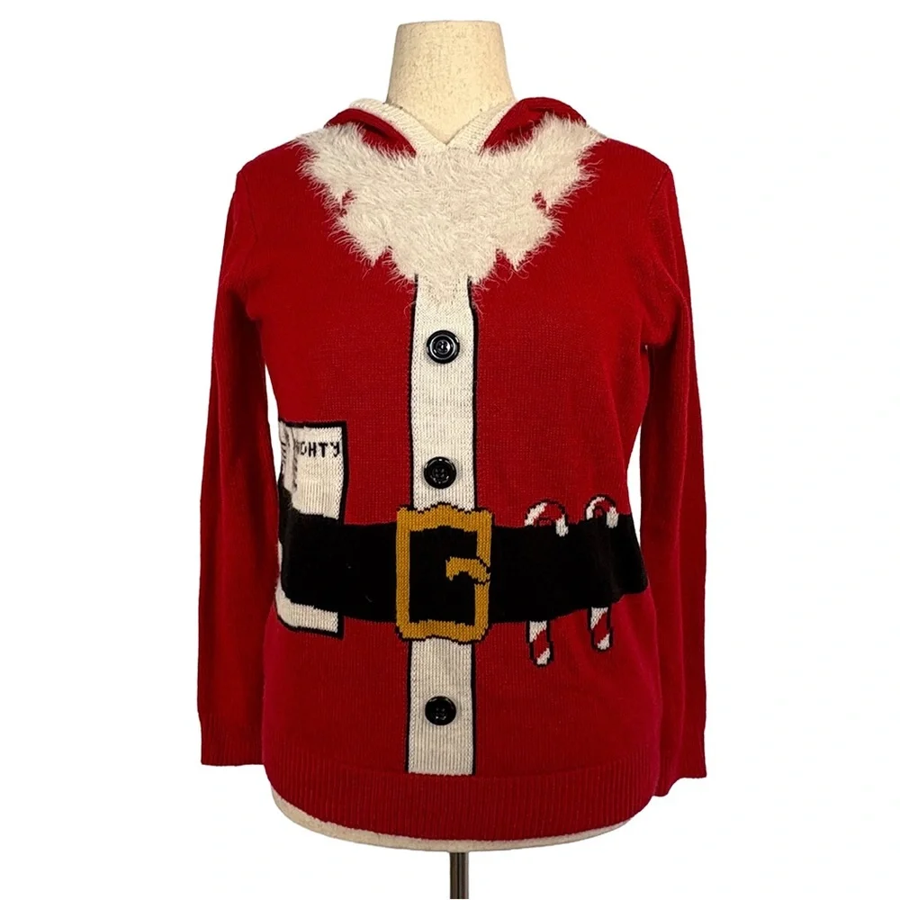 Rue21 Santa Claus Ugly Christmas Sweater Hoodie | Size Medium